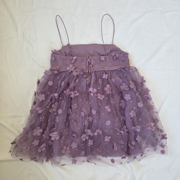 Trixxi Lavender 3D Floral Appliqué Tulle Babydoll Top - Picture 4 of 10